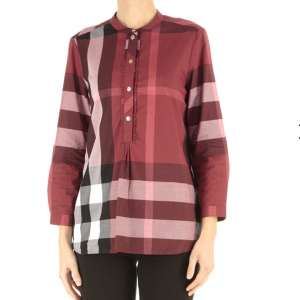 Burberry Red and Pink Plaid Shirt